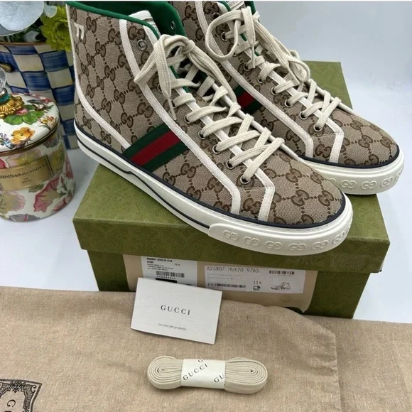 Men's Gucci 1977 tennis hightop sneakers size 11.5 made in Italy